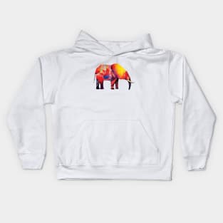 Elephant Art in Bold Blue, Yellow and Red Pattern Kids Hoodie